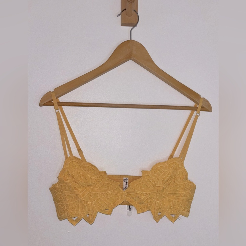 Free People Golden Mustard Crochet Crop Bralette - Picture 4 of 13
